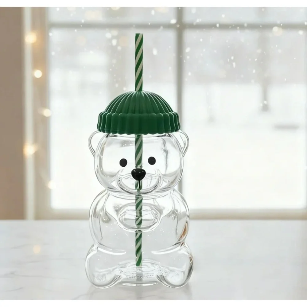 Green Bear Shaped Party Cup with Straw